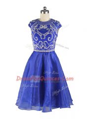 Glittering Organza Cap Sleeves Mini Length Homecoming Dress and Beading