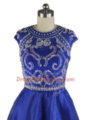 Glittering Organza Cap Sleeves Mini Length Homecoming Dress and Beading