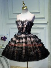Discount Mini Length A-line Sleeveless Black Evening Dress Backless