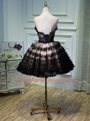Discount Mini Length A-line Sleeveless Black Evening Dress Backless