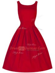 Red Quinceanera Dama Dress Prom and Party and Wedding Party with Ruching Scoop Sleeveless Lace Up