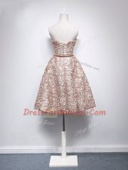 Knee Length A-line Sleeveless Champagne Dress for Prom Zipper