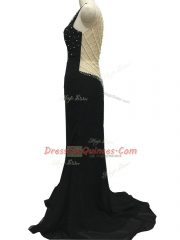 Black Sleeveless Brush Train Beading