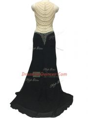 Black Sleeveless Brush Train Beading