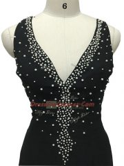Black Sleeveless Brush Train Beading