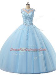Best Selling Sleeveless Lace Up Floor Length Beading and Lace Sweet 16 Quinceanera Dress