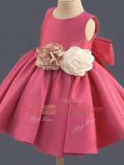 Elegant Mini Length Ball Gowns Sleeveless Hot Pink Flower Girl Dresses for Less Clasp Handle