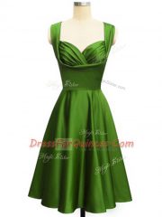 Green Straps Neckline Ruching Court Dresses for Sweet 16 Sleeveless Lace Up