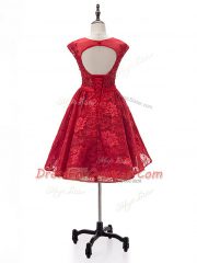 Mini Length A-line Sleeveless Red Prom Dress Lace Up