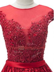 Mini Length A-line Sleeveless Red Prom Dress Lace Up