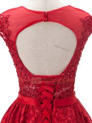 Mini Length A-line Sleeveless Red Prom Dress Lace Up