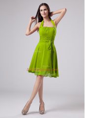 Smart Halter Top Sleeveless Zipper Green Chiffon