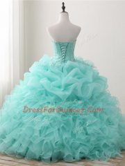 Superior Floor Length Ball Gowns Sleeveless Apple Green Quinceanera Dress Lace Up