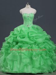 Lace Up Sweet 16 Dress Beading and Ruffles and Pick Ups Sleeveless Floor Length