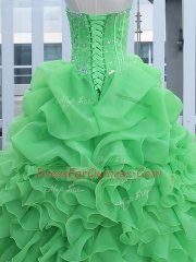 Lace Up Sweet 16 Dress Beading and Ruffles and Pick Ups Sleeveless Floor Length