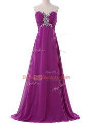 Eggplant Purple Prom Dress Sweetheart Sleeveless Brush Train Lace Up