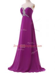 Eggplant Purple Prom Dress Sweetheart Sleeveless Brush Train Lace Up