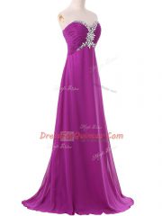 Eggplant Purple Prom Dress Sweetheart Sleeveless Brush Train Lace Up