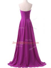 Eggplant Purple Prom Dress Sweetheart Sleeveless Brush Train Lace Up