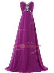 Eggplant Purple Prom Dress Sweetheart Sleeveless Brush Train Lace Up
