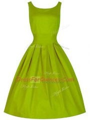 Low Price Knee Length Olive Green Quinceanera Court Dresses Scoop Sleeveless Lace Up