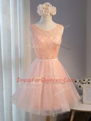 Peach Zipper Beading and Belt Sleeveless