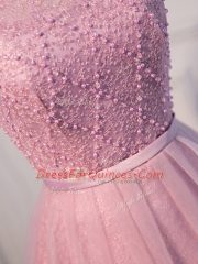 Peach Zipper Beading and Belt Sleeveless