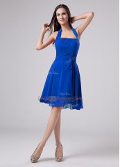 Blue Sleeveless Chiffon Zipper Dress for Prom for Prom and Party