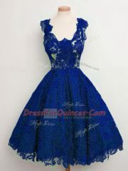Royal Blue Straps Lace Up Lace Quinceanera Court Dresses Sleeveless