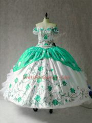 Ball Gowns Sweet 16 Quinceanera Dress Multi-color Off The Shoulder Organza Cap Sleeves Floor Length Lace Up