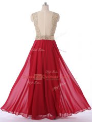Champagne Sleeveless Floor Length Beading Zipper Quinceanera Court Dresses