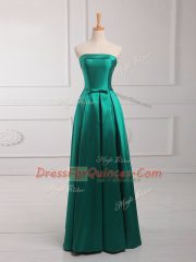 Luxurious Dark Green Court Dresses for Sweet 16 Prom and Party and Wedding Party with Belt Strapless Sleeveless Lace Up