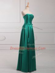 Luxurious Dark Green Court Dresses for Sweet 16 Prom and Party and Wedding Party with Belt Strapless Sleeveless Lace Up