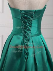 Luxurious Dark Green Court Dresses for Sweet 16 Prom and Party and Wedding Party with Belt Strapless Sleeveless Lace Up