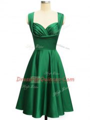 Sumptuous Straps Sleeveless Lace Up Quinceanera Court of Honor Dress Green Taffeta