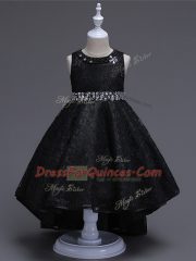 Shining Scoop Sleeveless Lace Flower Girl Dress Beading Lace Up