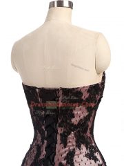 Black Mermaid Sweetheart Sleeveless Tulle and Lace Brush Train Lace Up Lace and Appliques Prom Dresses