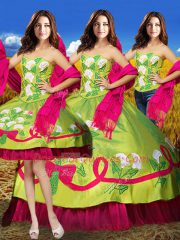 Olive Green Sleeveless Organza and Taffeta Lace Up Quince Ball Gowns for Military Ball and Sweet 16 and Quinceanera