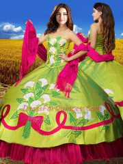 Olive Green Sleeveless Organza and Taffeta Lace Up Quince Ball Gowns for Military Ball and Sweet 16 and Quinceanera