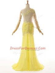 Sleeveless Side Zipper Floor Length Lace and Appliques Evening Dress