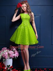 Affordable Bateau Sleeveless Lace Up Quinceanera Court Dresses Green Tulle