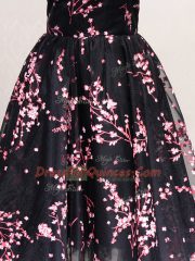 Black Lace Up Off The Shoulder Lace and Appliques Tulle Sleeveless