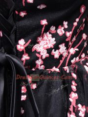 Black Lace Up Off The Shoulder Lace and Appliques Tulle Sleeveless