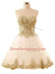 New Arrival Mini Length Champagne Dress for Prom Sweetheart Sleeveless Lace Up