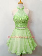 Lace Up Damas Dress Beading Sleeveless Knee Length