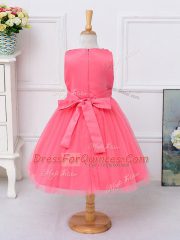 Excellent Scoop Sleeveless Zipper Little Girl Pageant Gowns Hot Pink Tulle