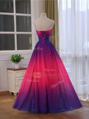 Luxurious Multi-color Sweetheart Lace Up Beading and Ruching Prom Dress Sleeveless