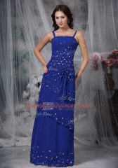 Sleeveless Floor Length Beading Zipper Prom Dresses with Rust Red
