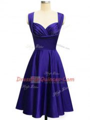 Custom Fit Taffeta Sleeveless Knee Length Dama Dress for Quinceanera and Ruching