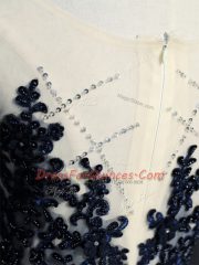 Navy Blue Scoop Neckline Beading and Appliques Prom Dresses Sleeveless Zipper